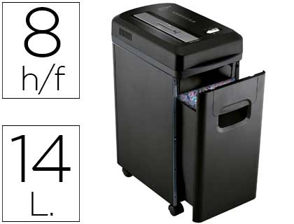 DESTRUCTORA DE DOCUMENTOS Q-CONNECT KF15547 CAPACIDAD DE CORTE 8 H DESTRUYE GRAPAS CLIPS Y TARJETAS PAPELERA 15L