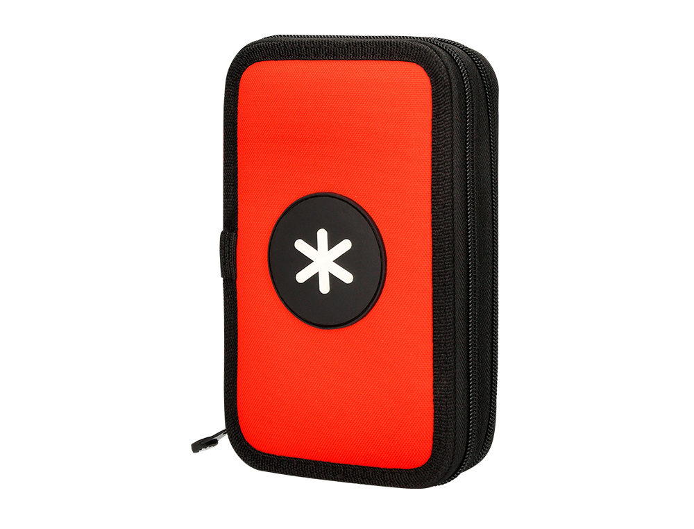 PLUMIER ESCOLAR ANTARTIK DOBLE CREMALLERA COLOR ROJO 28 PIEZAS