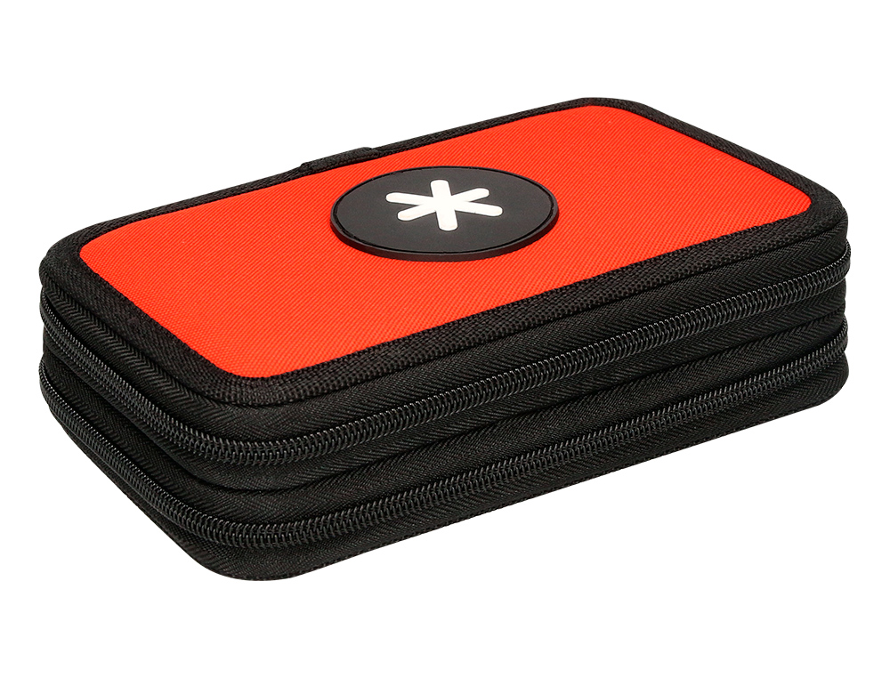 PLUMIER ESCOLAR ANTARTIK DOBLE CREMALLERA COLOR ROJO 28 PIEZAS