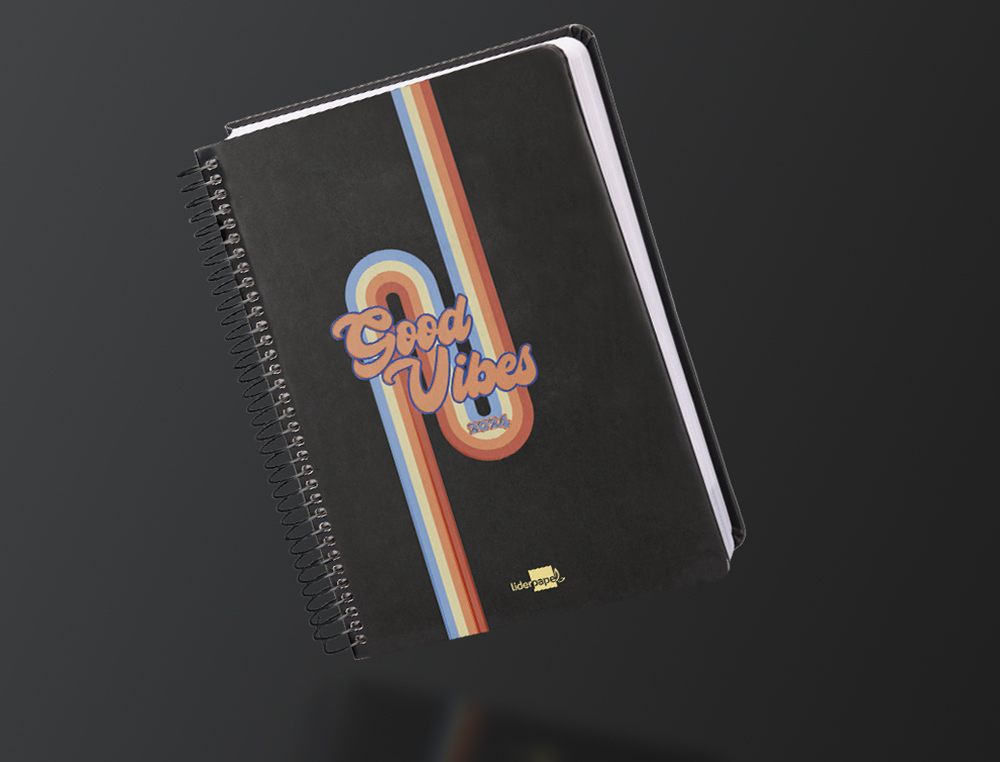 AGENDA ESPIRAL LIDERPAPEL ZANTE 15X21 CM 2024 DIA PAGINA COLOR NEGRO PAPEL 70 GR