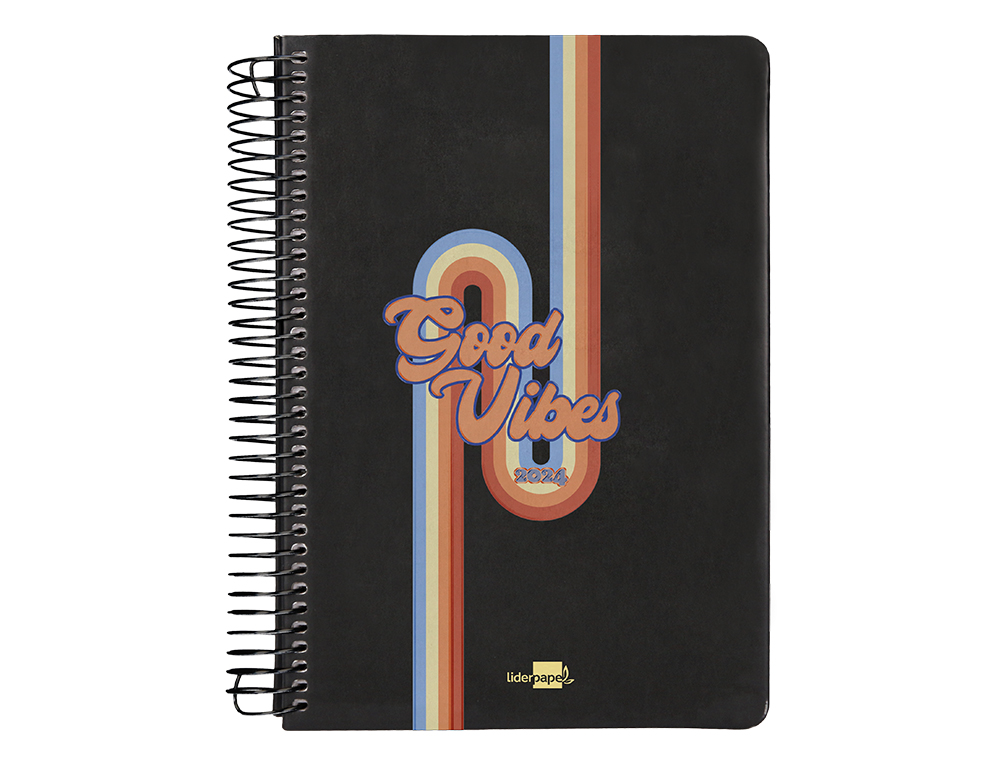 AGENDA ESPIRAL LIDERPAPEL ZANTE 15X21 CM 2024 DIA PAGINA COLOR NEGRO PAPEL 70 GR