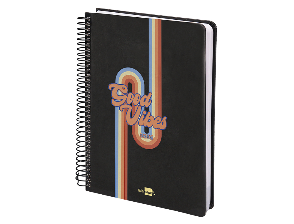 AGENDA ESPIRAL LIDERPAPEL ZANTE 15X21 CM 2024 DIA PAGINA COLOR NEGRO PAPEL 70 GR
