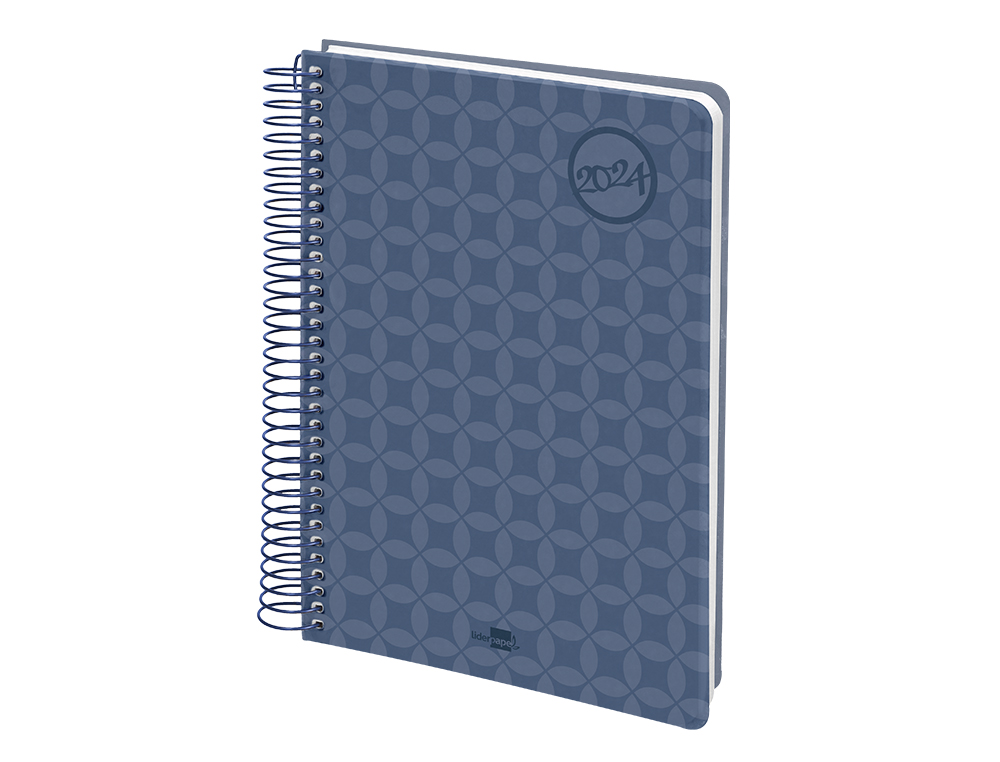 AGENDA ESPIRAL LIDERPAPEL CLASSIC A6 2024 SEMANA VISTA PORTADA POLIPROPILENO PAPEL 70 GR COLOR AZUL