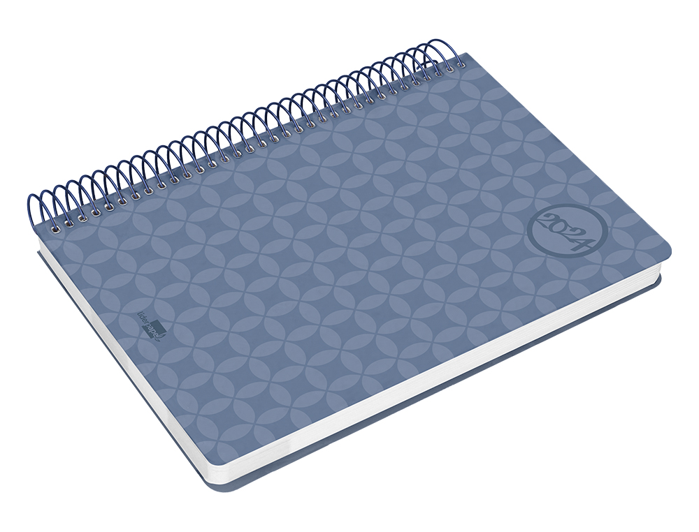 AGENDA ESPIRAL LIDERPAPEL CLASSIC A6 2024 SEMANA VISTA PORTADA POLIPROPILENO PAPEL 70 GR COLOR AZUL