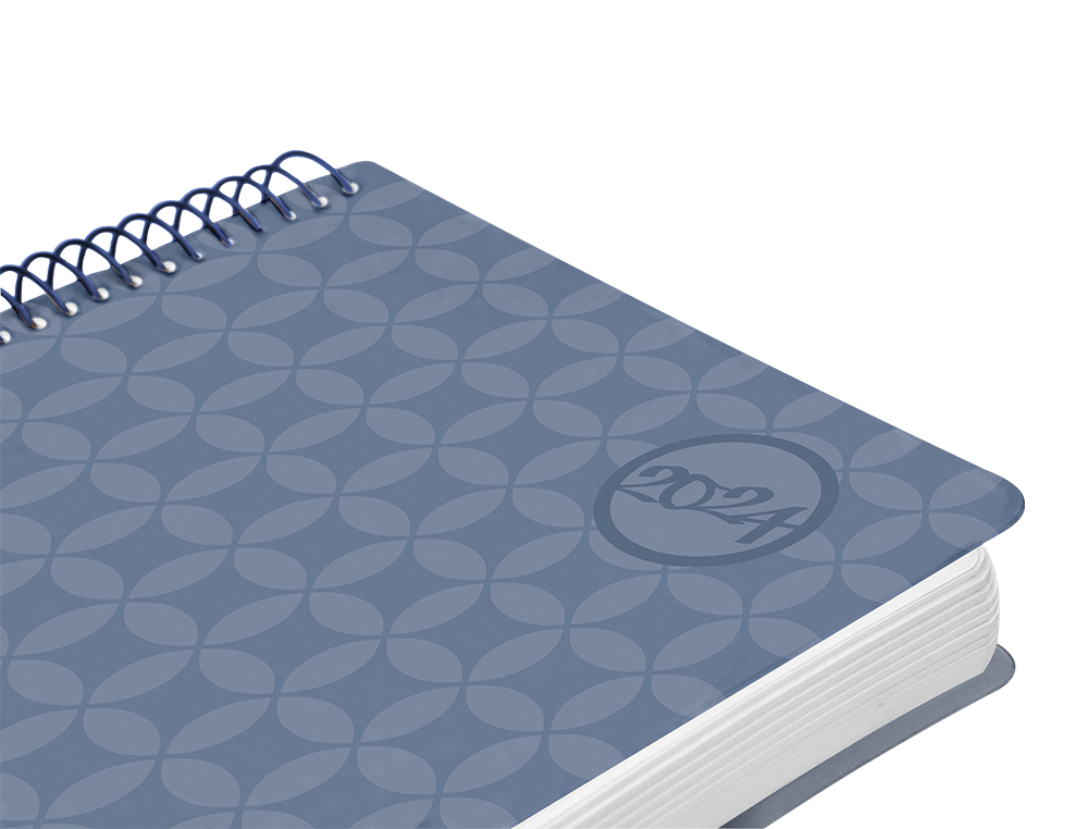 AGENDA ESPIRAL LIDERPAPEL CLASSIC A6 2024 SEMANA VISTA PORTADA POLIPROPILENO PAPEL 70 GR COLOR AZUL