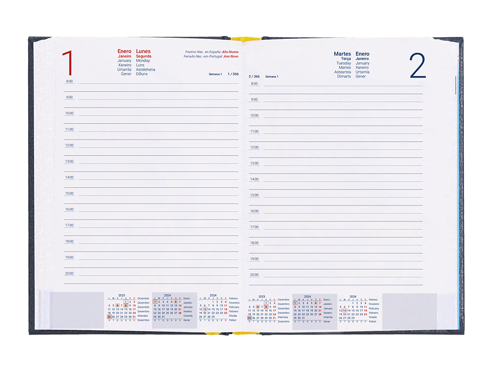 AGENDA ENCUADERNADA LIDERPAPEL CORFU A4 2024 DIA PAGINA COLOR BLUE PAPEL 60 GR