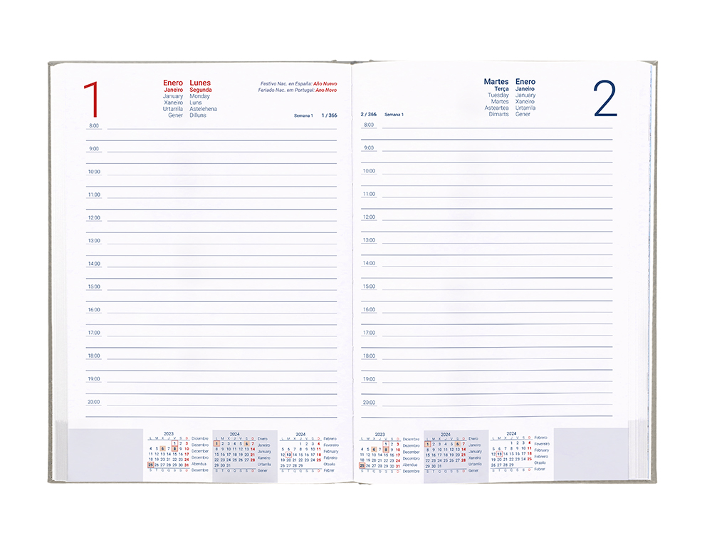 AGENDA ENCUADERNADA LIDERPAPEL CRETA 17X24 CM 2024 DIA PAGINA COLOR GRIS PAPEL 70 GR