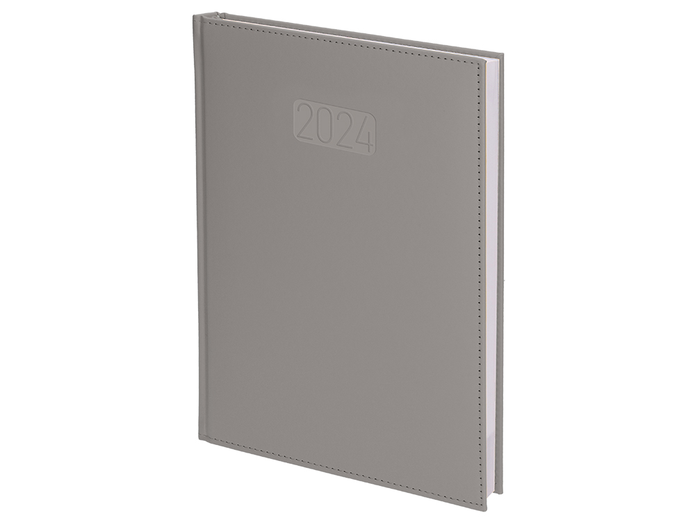 AGENDA ENCUADERNADA LIDERPAPEL CRETA 17X24 CM 2024 DIA PAGINA COLOR GRIS PAPEL 70 GR