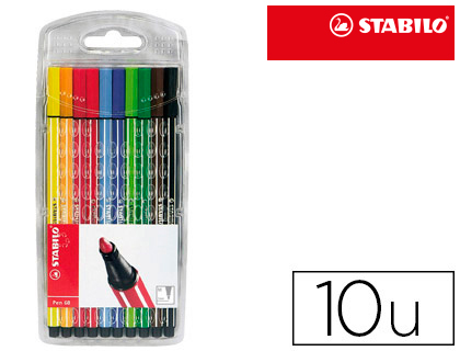 ROTULADOR STABILO ACUARELABLE PEN 68 ESTUCHE DE 10 COLORES SURTIDOS