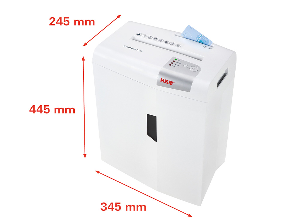 DESTRUCTORA DE DOCUMENTOS HSM SHREDSTAR X10 CAPACIDAD DE CORTE 10H EN PARTICULAS DESTRUYE GRAPAS CLIPS CD Y TARJETAS