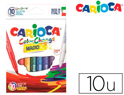 ROTULADOR CARIOCA CAMBIA COLOR TINTA MAGICA CAJA DE 10 UNIDADES COLORES SURTIDOS