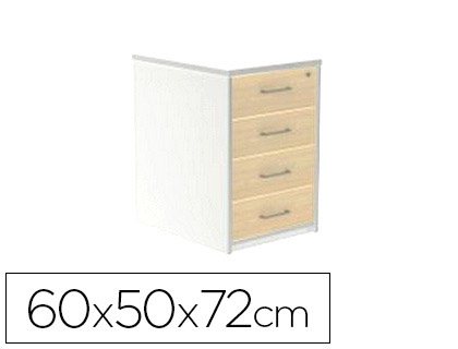 CAJONERA ROCADA CON CUATRO CAJONES SERIE STORE 60X50X72 CM ACABADO AW04 BLANCO/BLANCO