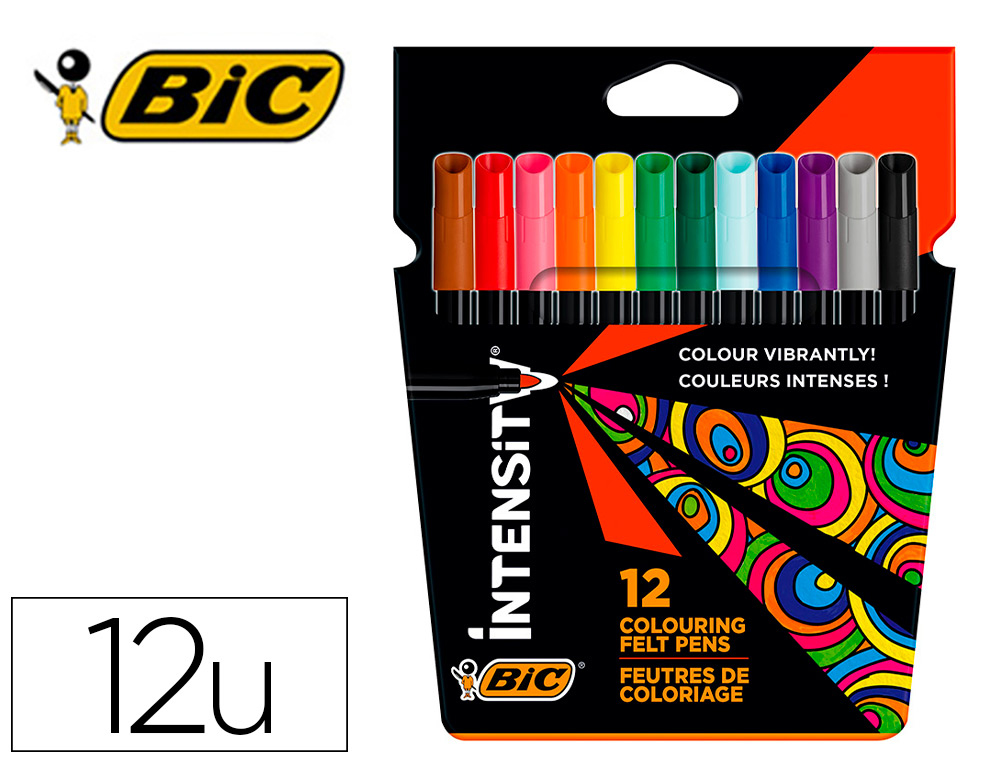 ROTULADOR BIC INTENSITY ESTUCHE DE 12 COLORES SURTIDOS