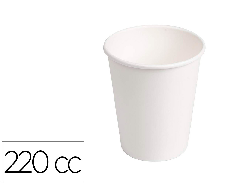 VASO DE CARTON BIODEGRADABLE BLANCO 220 CC PAQUETE DE 50 UNIDADES