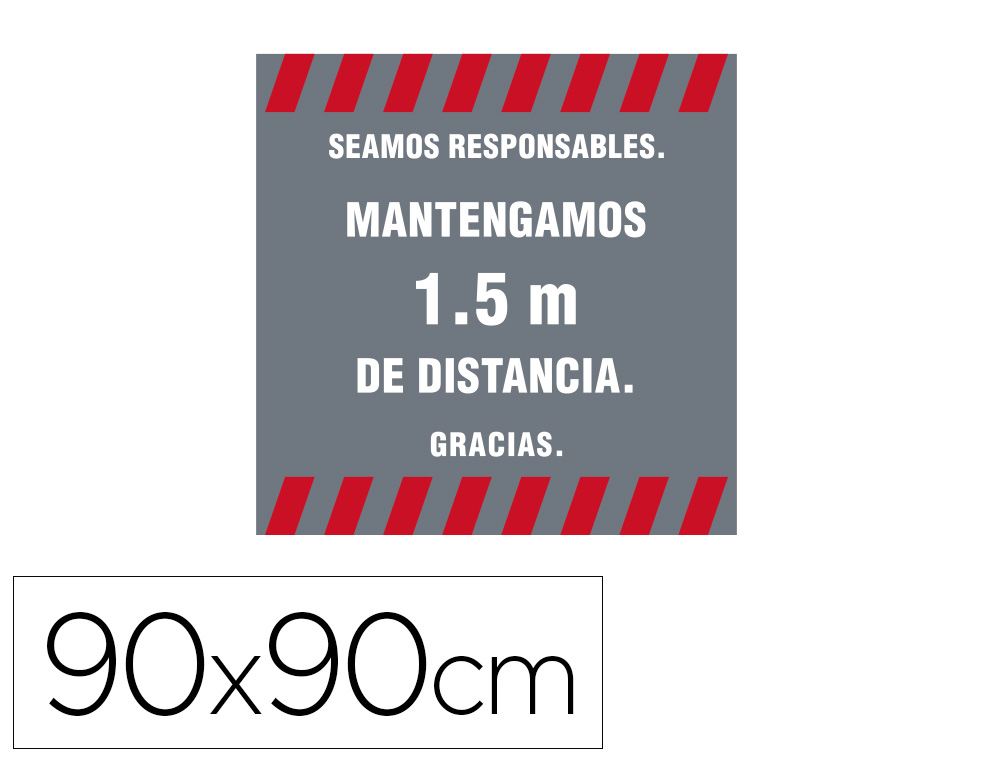 ALFOMBRA PARA SUELO DE PASO NOVUS SEAMOS RESPONSABLES MANTEGAMOS 1,5 M DE DISTANCIA GRACIAS FONDO GRIS 90X90 CM