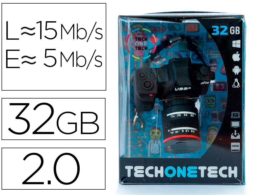 MEMORIA USB TECH ON TECH CAMARA FOTOS DX 32 GB