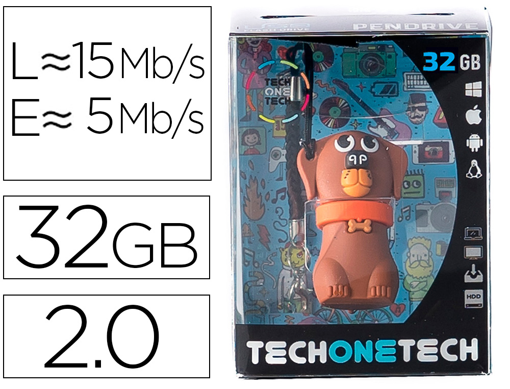 MEMORIA USB TECH ON TECH DUBBY DU EL PERRO 32 GB