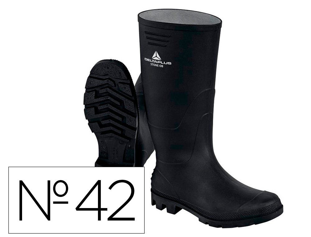 BOTAS DELTAPLUS DE SEGURIDAD STONE PVC NEGRO SUELA DE TACOS TALLA 42