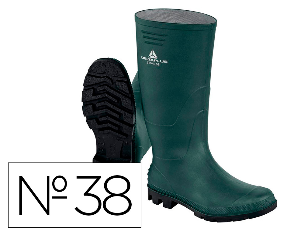 BOTAS DELTAPLUS DE SEGURIDAD STONE PVC VERDE SUELA DE TACOS TALLA 38