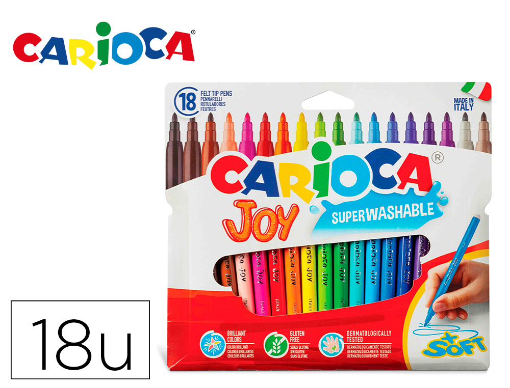 ROTULADOR CARIOCA JOY CAJA DE 18 COLORES SURTIDOS