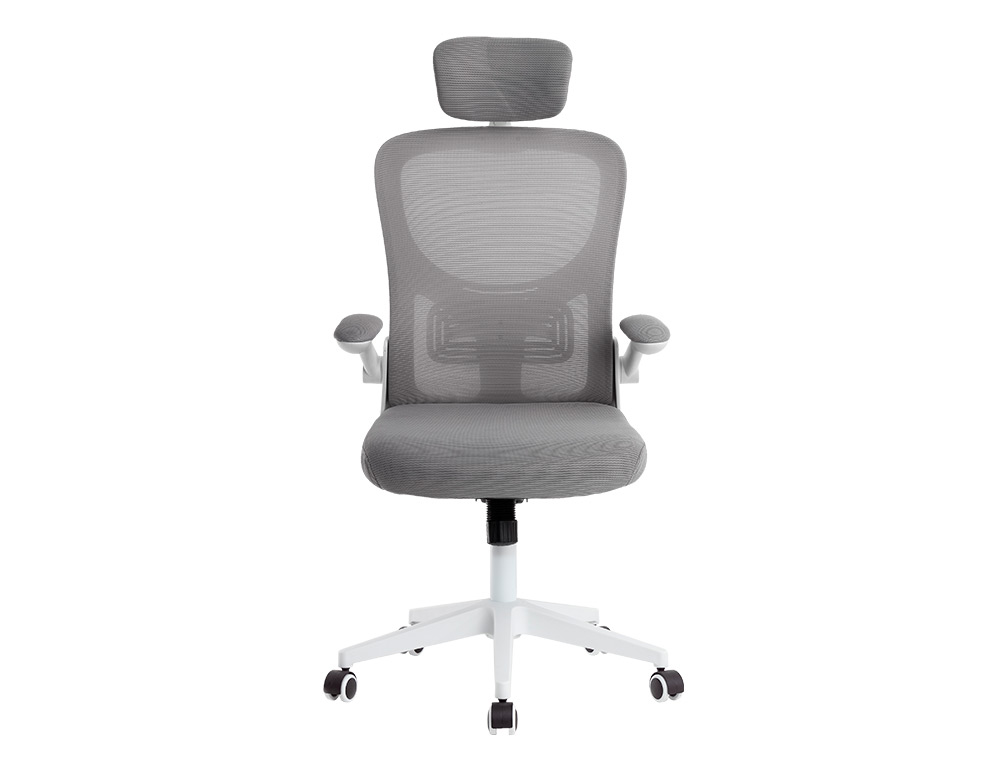 SILLA Q-CONNECT ERGONOMICA PAL ERMO MALLA BASE NYLON ALT MAX 1300 ANC 610 PROF 600 RUEDAS PREMIUM COLOR BLANCO GRIS