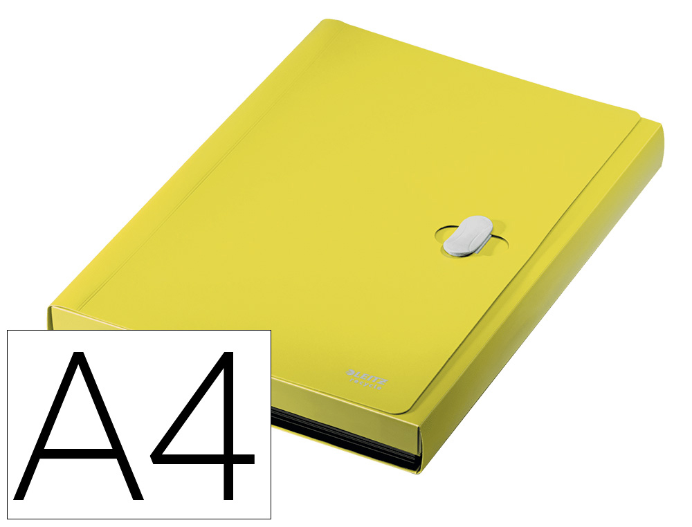 CARPETA LEITZ RECYCLE CLASIFICADOR FUELLE DIN A4 POLIPROPILENO 5 COMPARTIMENTOSCON BOLSILLO FRONTAL AMARILLO