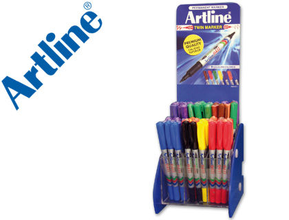 ROTULADOR ARTLINE MARCADOR PERMANENTE EK-041T DOBLE PUNTA 0,4 Y 1 MM EXPOSITOR DE 72 UNIDADES COLORES SURTIDOS