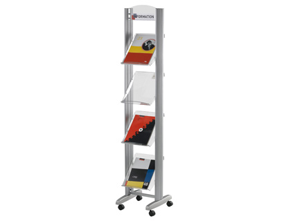 EXPOSITOR PAPERFLOW DE SUELO MOVIL DIN A4 ALUMINIO4 ESTANTES 1678X385X330 MM