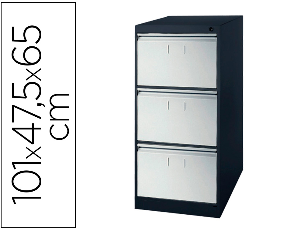 FICHERO CAJONES DE SUELO METALICO DE 3 CAJONES GRIS BITONO N.1375 ANTIVUELCO 101X65X47,5 CM