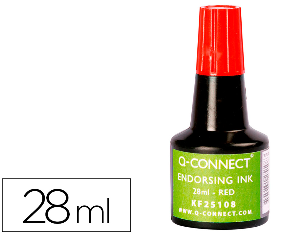 TINTA TAMPON Q-CONNECT ROJO BOTE 28 ML