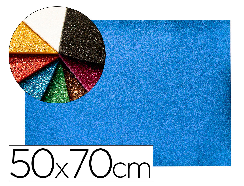 GOMA EVA CON PURPURINA LIDERPAPEL 50X70CM 60G/M2 ESPESOR 2MM AZUL OSCURO