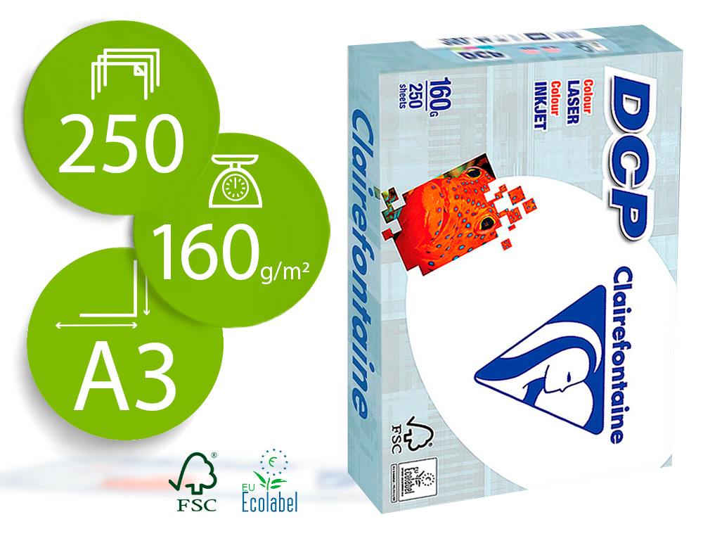 PAPEL FOTOCOPIADORA CLAIREFONTAINE DIN A3 160 GRAMOS PAQUETE DE 250 HOJAS