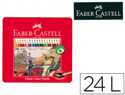 LAPICES DE COLORES FABER CASTELL CAJA METALICA DE 24 COLORES SURTIDOS