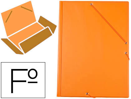 CARPETA LIDERPAPEL GOMAS FOLIO 3 SOLAPAS CARTON FORRADO PVC NARANJA